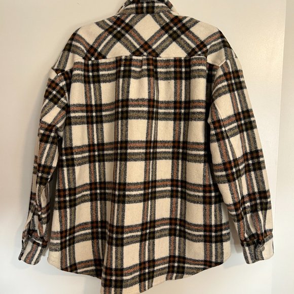 STACCATO cream/black plaid shacket Size M. - Picture 3 of 5
